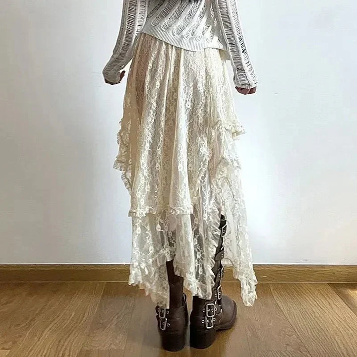 Jupe Maxirock Juliette Asymétrique en Dentelle