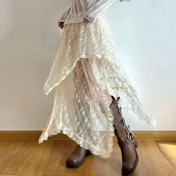 Jupe Maxirock Juliette Asymétrique en Dentelle