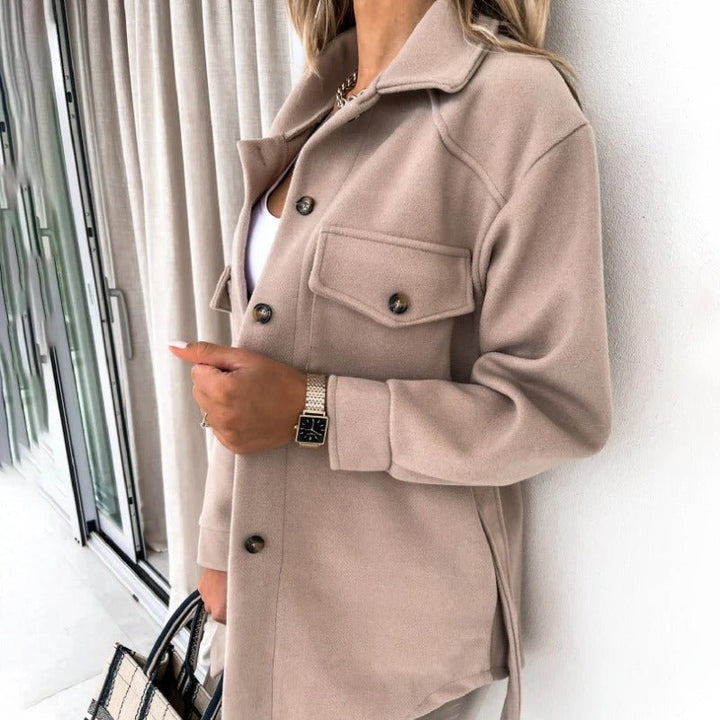 Manteau d'hiver femme | avec fermeture à boutons et col à revers