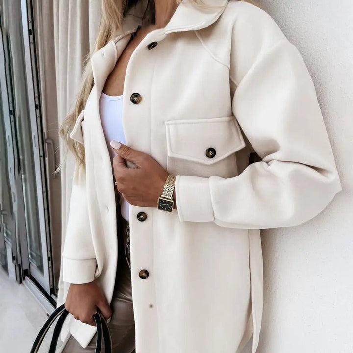 Manteau d'hiver femme | avec fermeture à boutons et col à revers