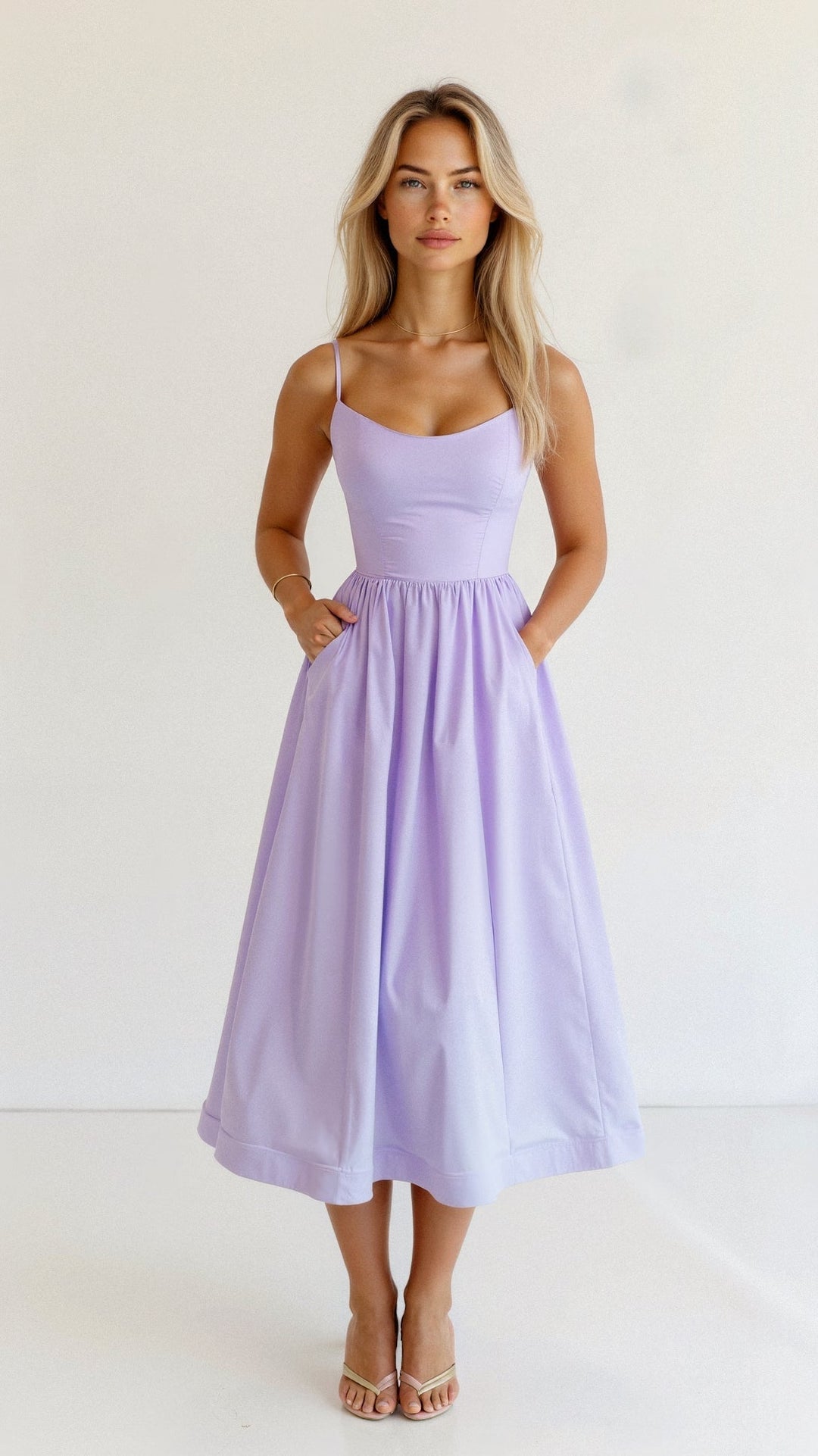 Rose | Robe midi élégante sans manches pour femmes