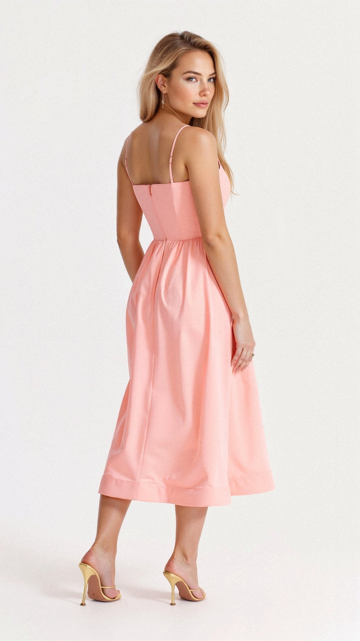 Rose | Robe midi élégante sans manches pour femmes