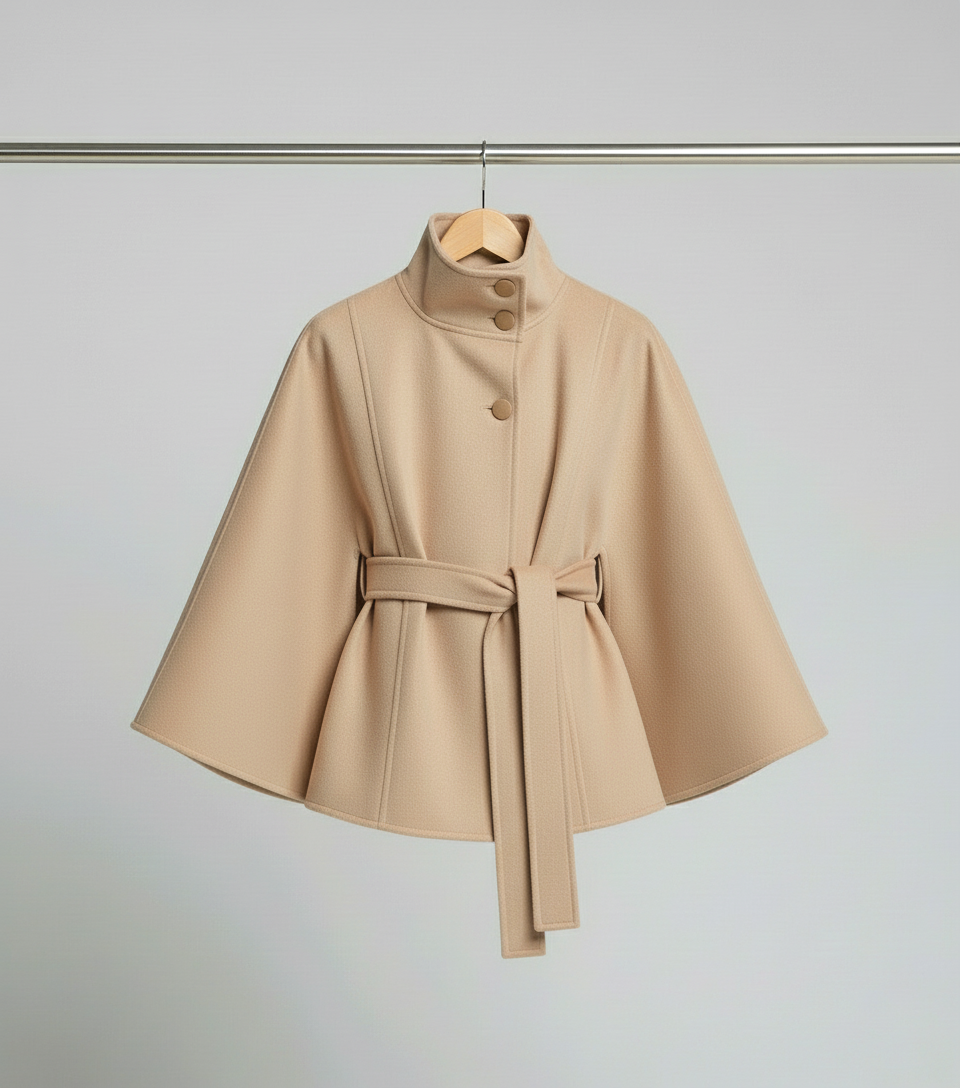 Ella | Manteau en Cape pour Femmes à Accent Ceinture