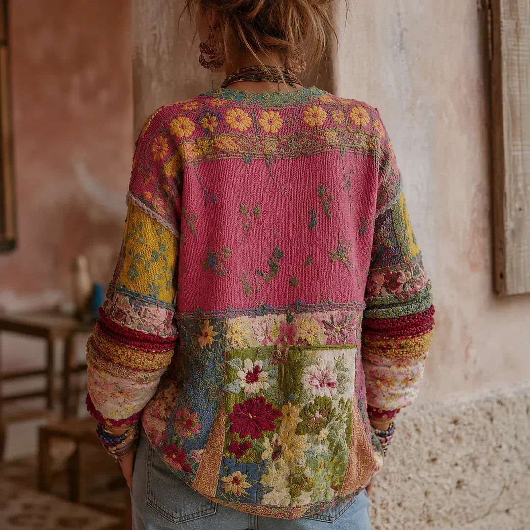 Simiey | Veste en tricot boho à motif floral coloré pour femmes