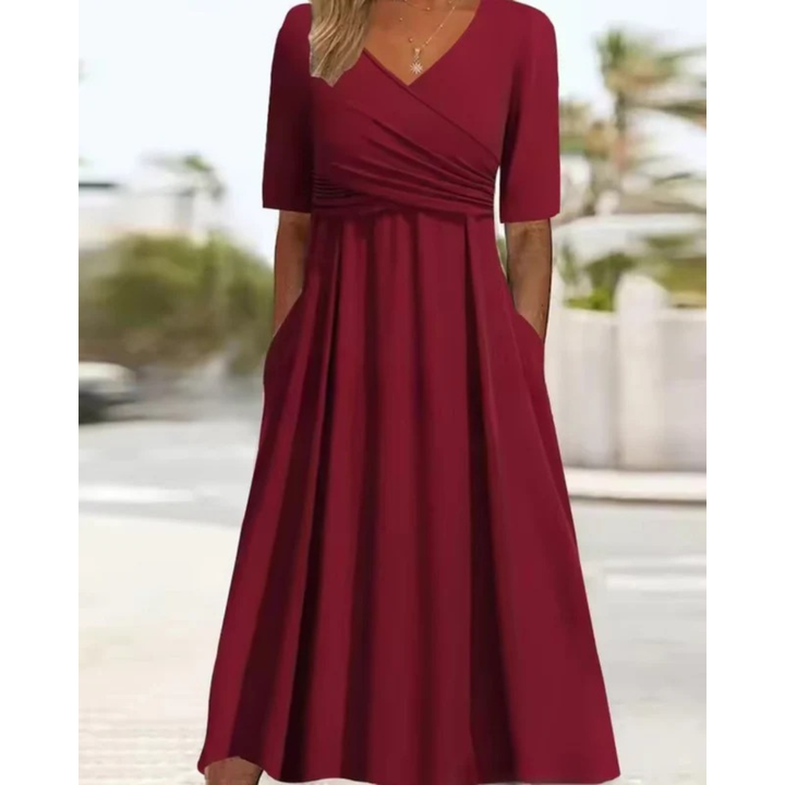 Nina | Robe de soirée midi à encolure cache-cœur pour femmes