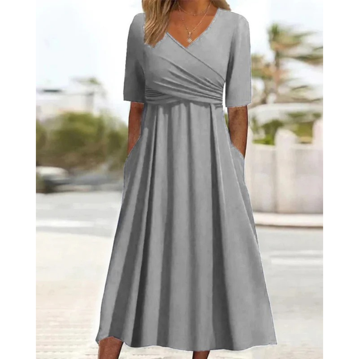 Nina | Robe de soirée midi à encolure cache-cœur pour femmes