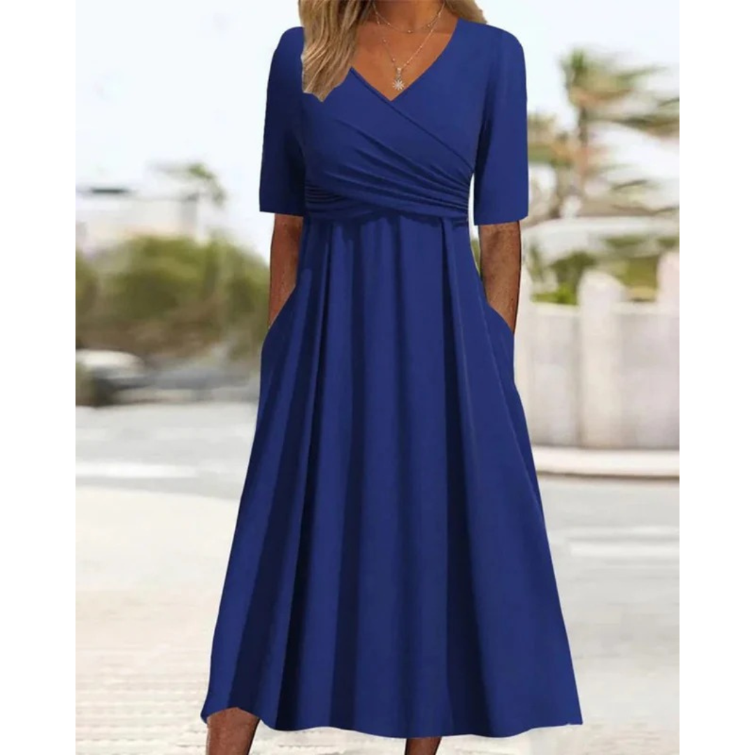 Nina | Robe de soirée midi à encolure cache-cœur pour femmes