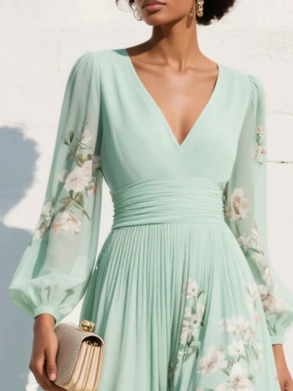 Ondine | Robe fleurie pour femmes, robe midi à manches longues