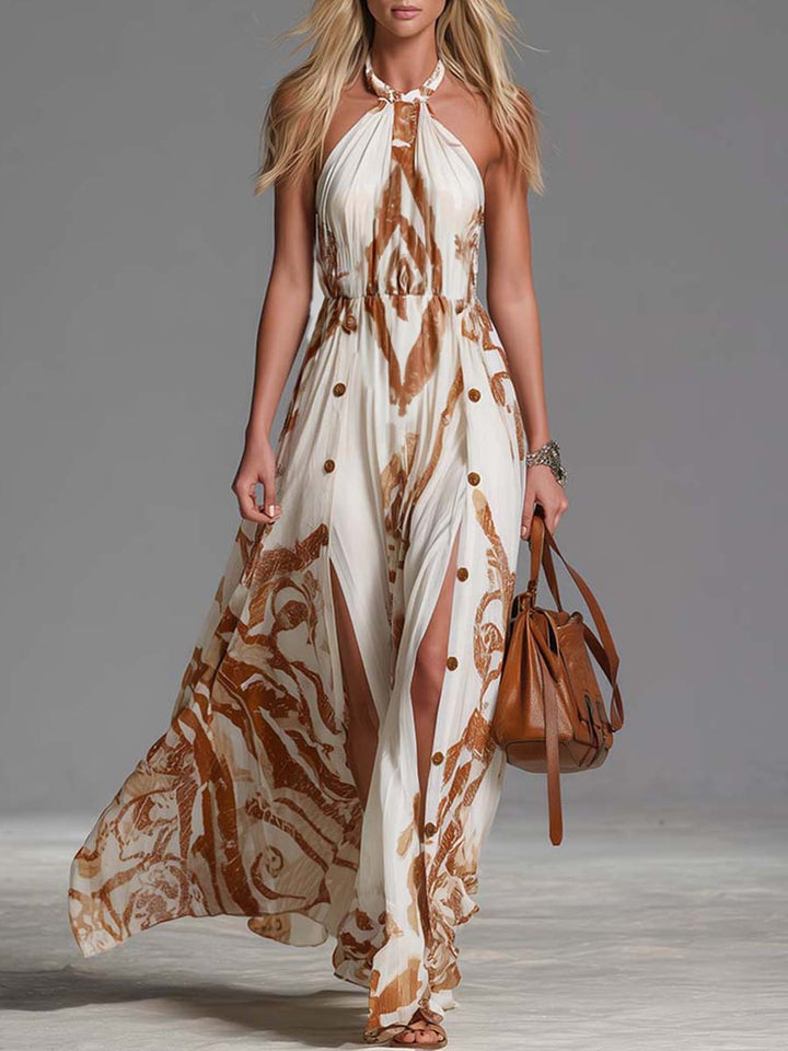 Ophelia | Robe Maxi Paisley à Dos Nu pour Femmes