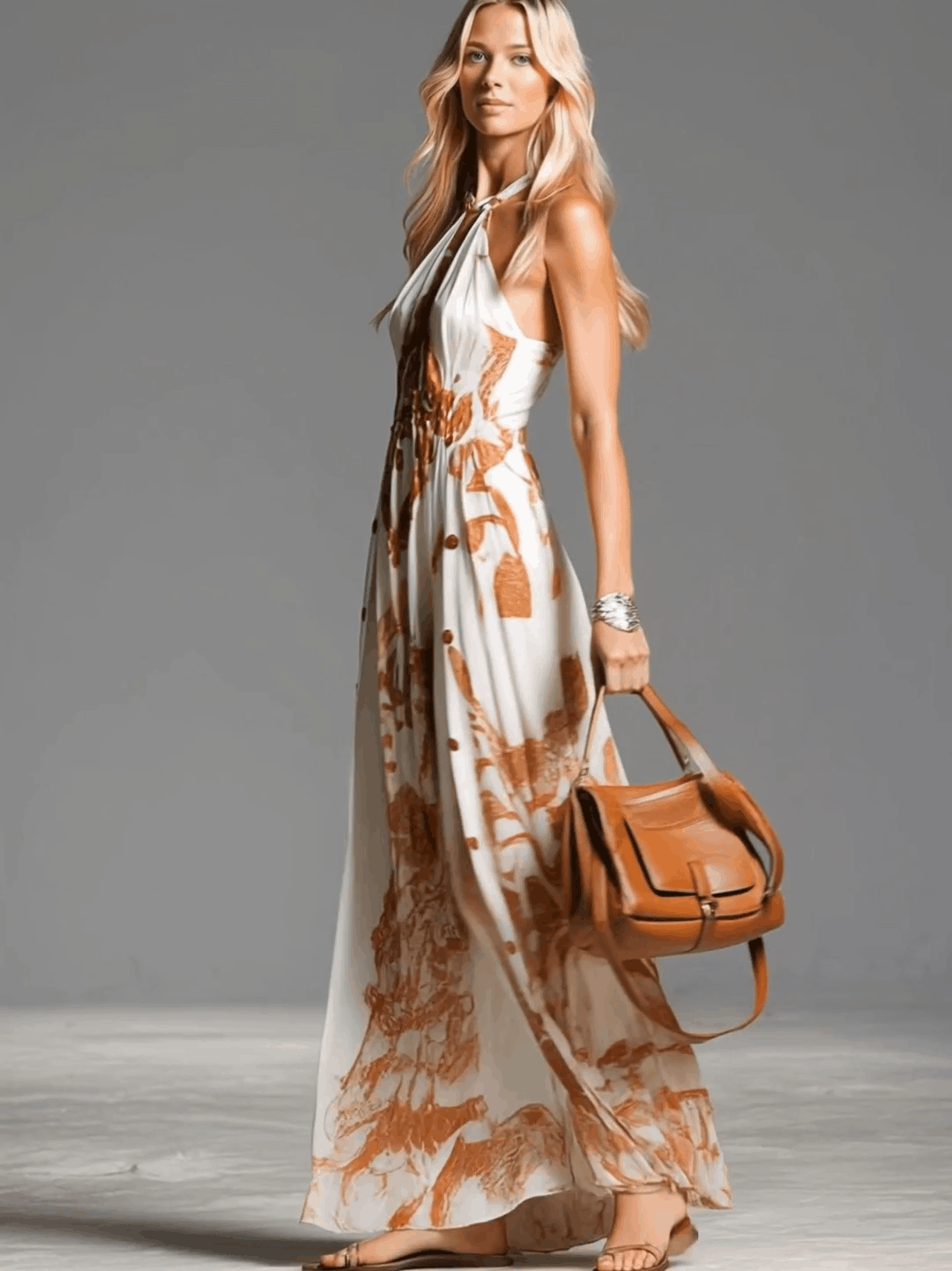 Ophelia | Robe Maxi Paisley à Dos Nu pour Femmes