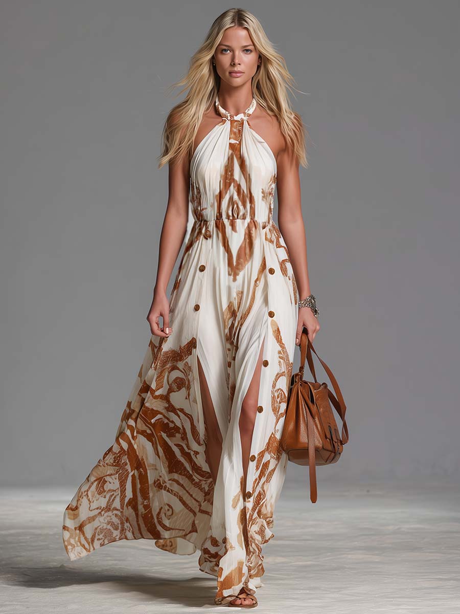 Ophelia | Robe Maxi Paisley à Dos Nu pour Femmes