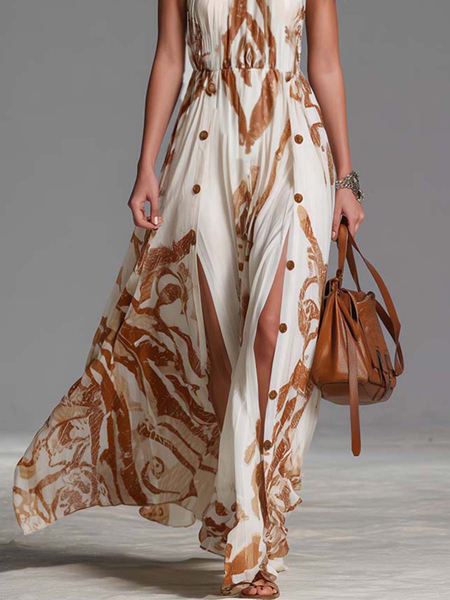 Ophelia | Robe Maxi Paisley à Dos Nu pour Femmes