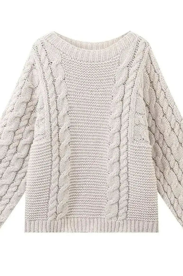 ELISE – Pull en maille oversize avec motif torsadé pour femmes