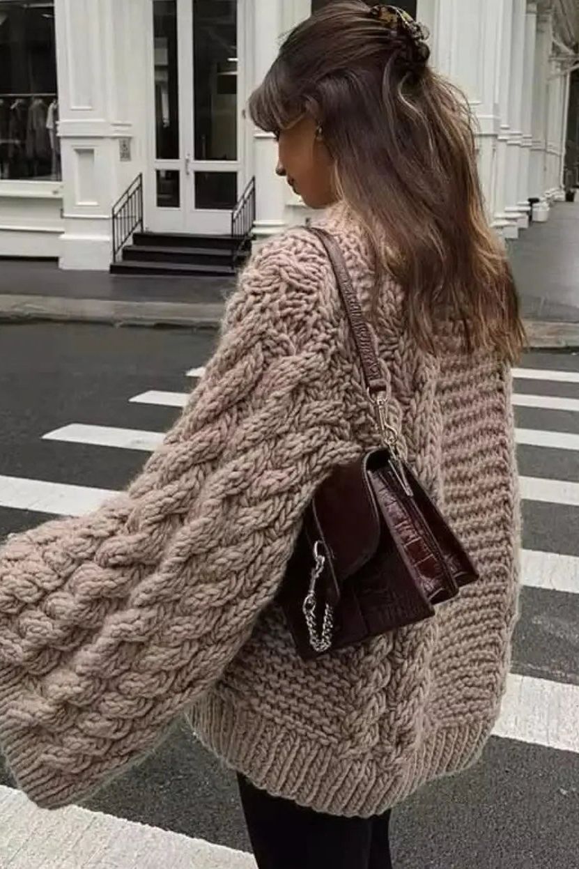 ELISE – Pull en maille oversize avec motif torsadé pour femmes