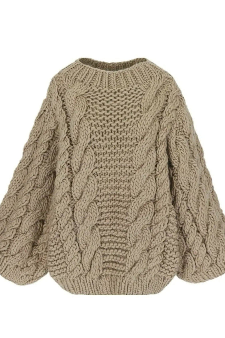 ELISE – Pull en maille oversize avec motif torsadé pour femmes