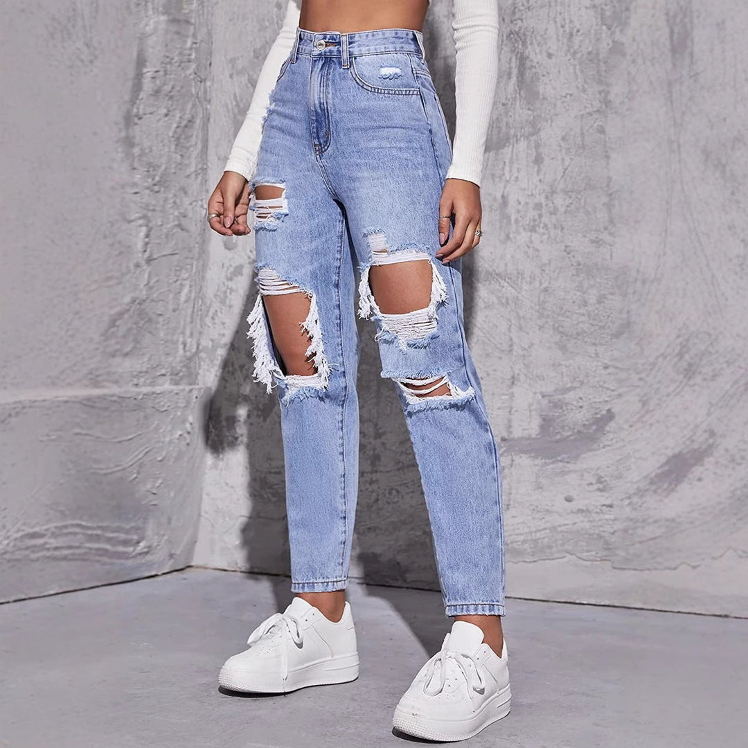 Paula | Jean Destroyed Taille Haute Femme