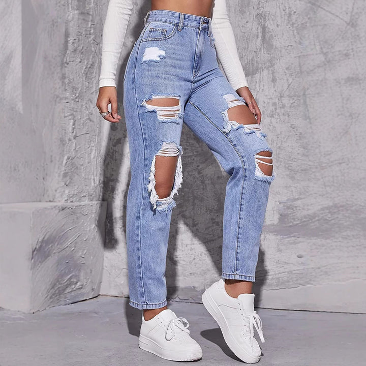Paula | Jean Destroyed Taille Haute Femme