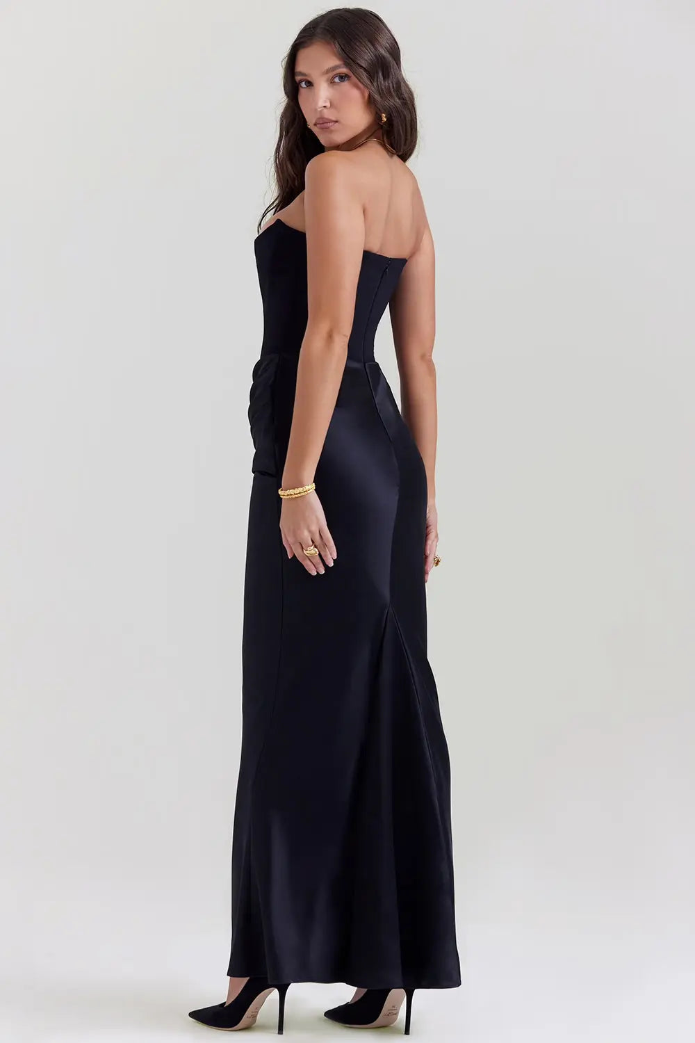 Moni - Robe maxi pour dames pour le soir avec dentelle intemporelle