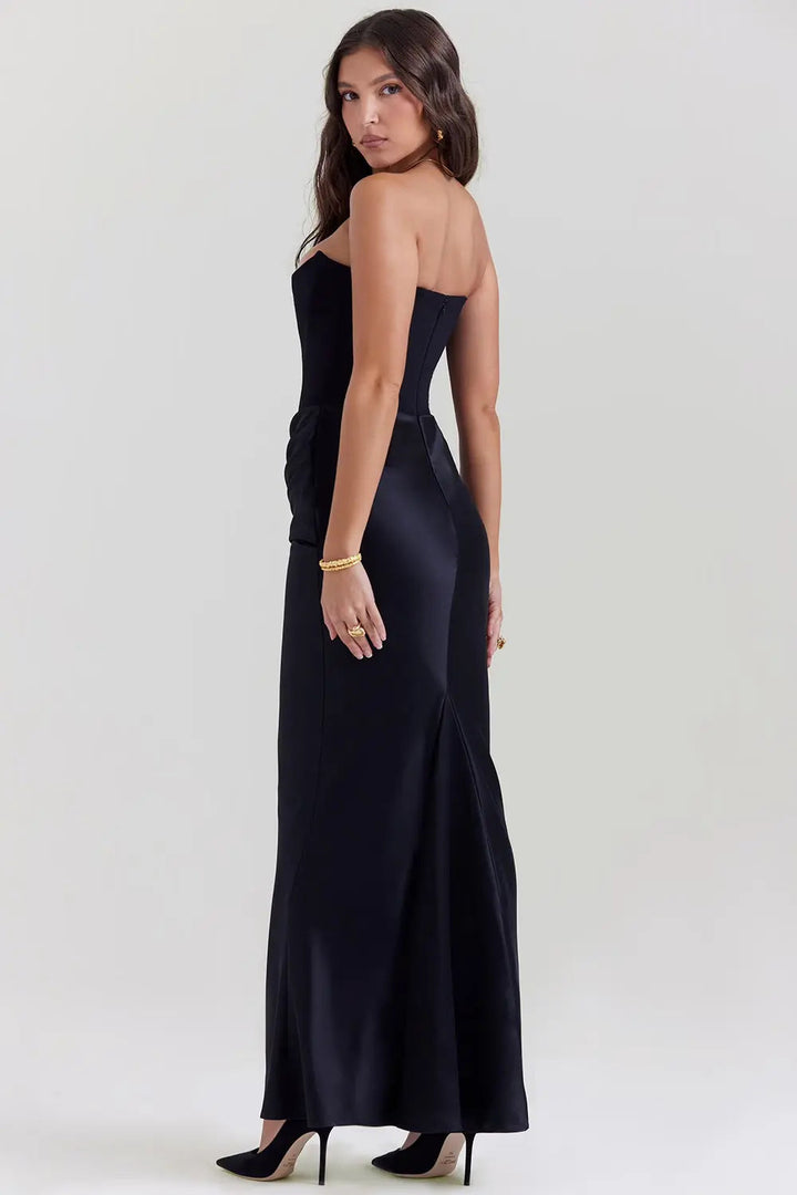 Moni - Robe maxi pour dames pour le soir avec dentelle intemporelle