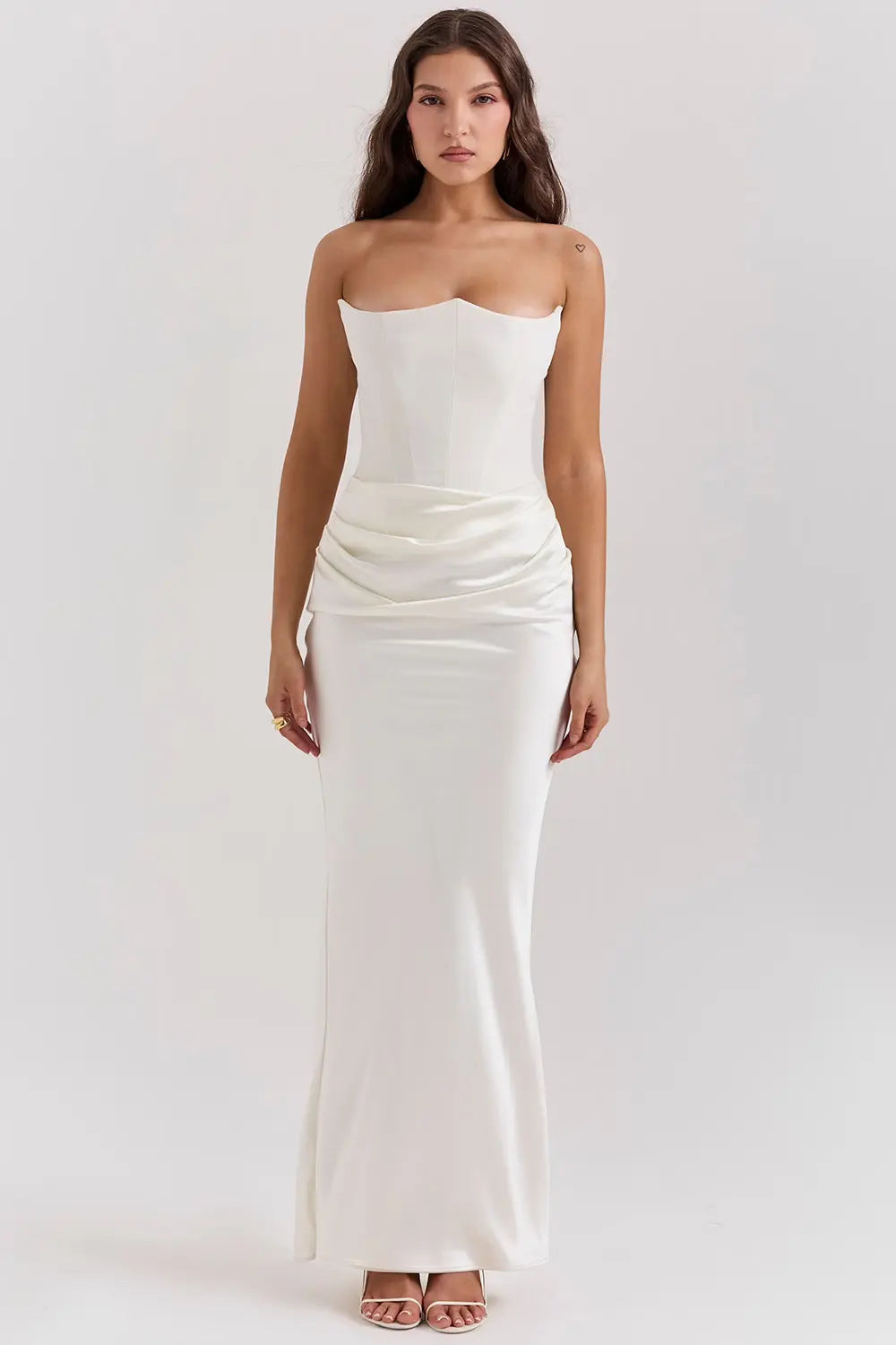 Moni - Robe maxi pour dames pour le soir avec dentelle intemporelle