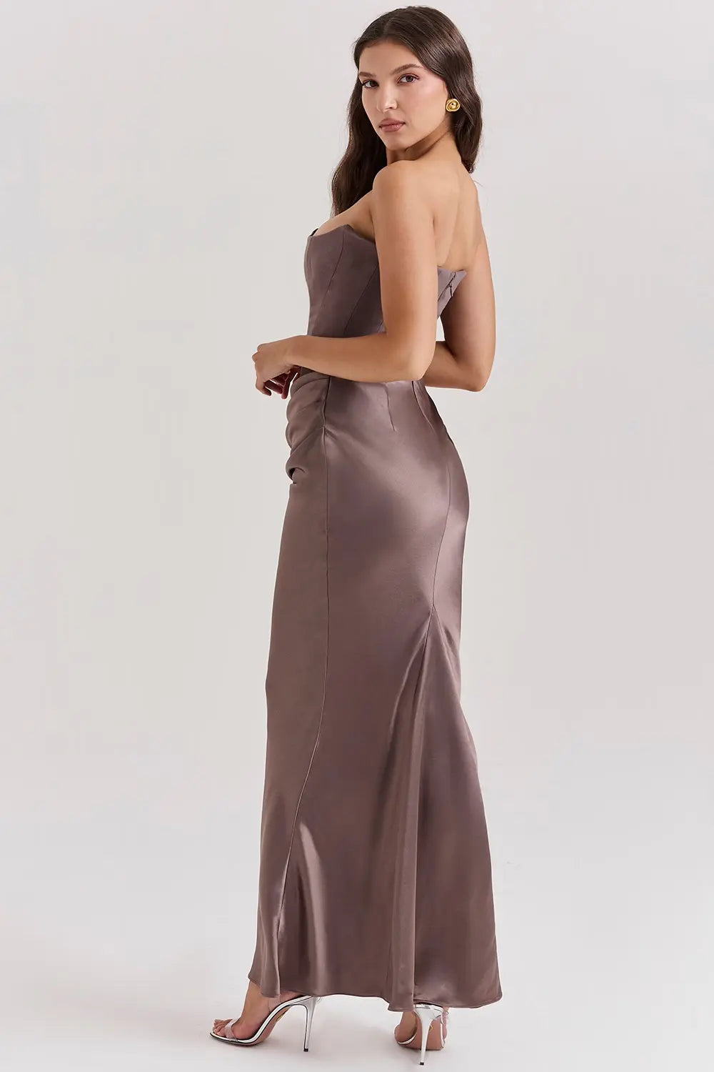 Moni - Robe maxi pour dames pour le soir avec dentelle intemporelle