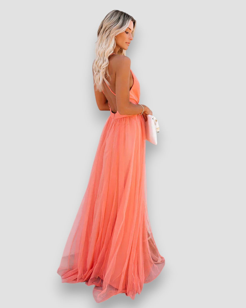 Savannah | Robe Maxi en Chiffon avec Décolleté Profond