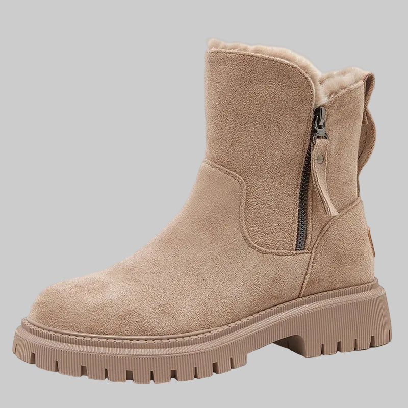 Petra | Bottes de neige en daim pour femmes avec fermeture éclair