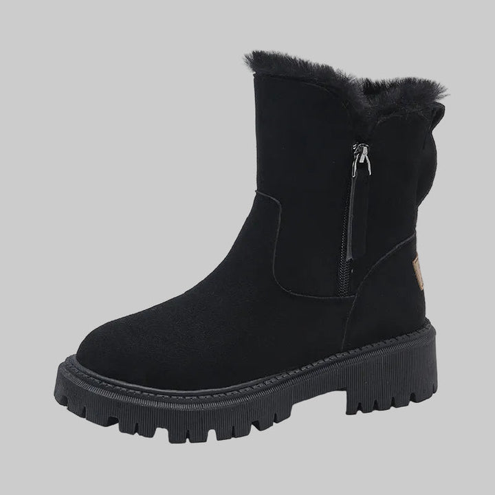Petra | Bottes de neige en daim pour femmes avec fermeture éclair