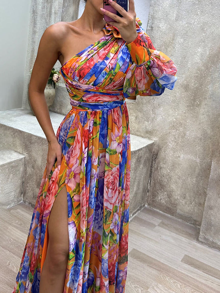 Philippa | Robe Maxi à Fleurs à Épaule Dénudée pour Femmes
