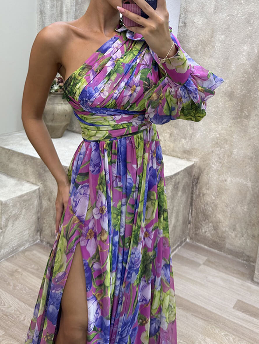 Philippa | Robe Maxi à Fleurs à Épaule Dénudée pour Femmes