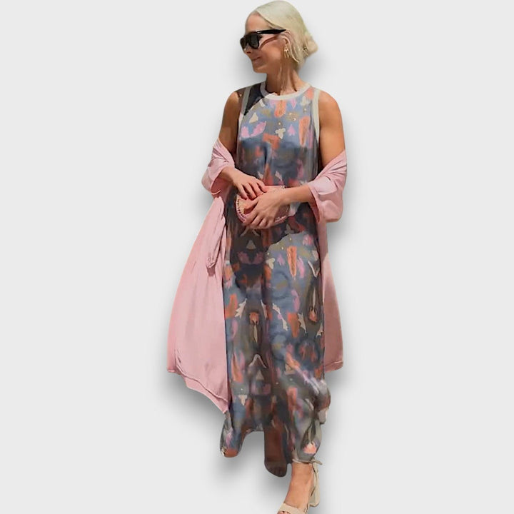 Elveria – Robe maxi avec cardigan