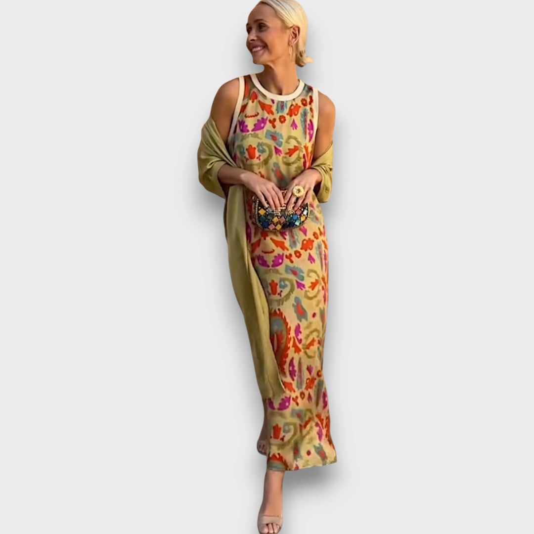 Elveria – Robe maxi avec cardigan