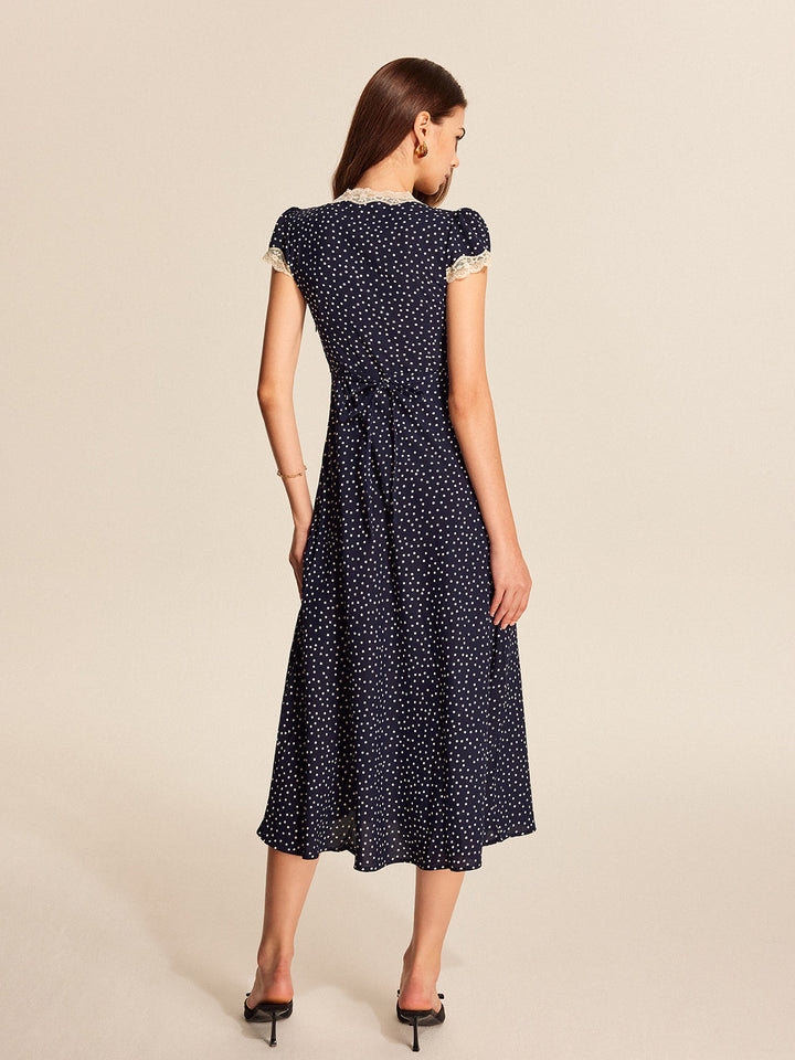 Astrid | Robe midi à encolure en V et manches courtes
