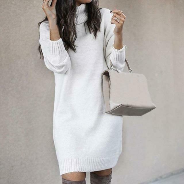 Vera | Robe en tricot élégante pour femmes avec col roulé décontracté