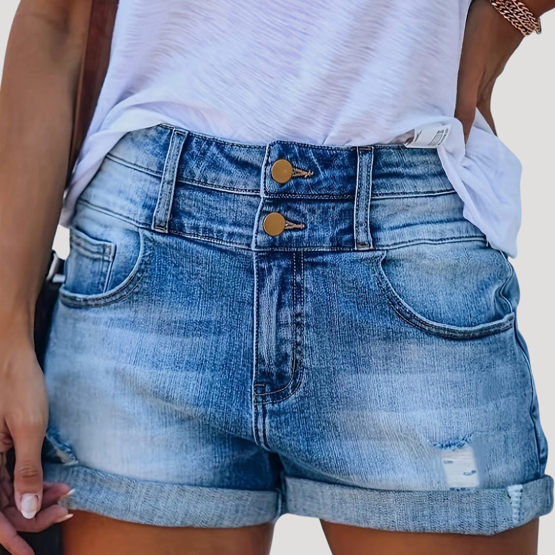 Rafaela | Shorts taille haute pour femmes avec fermeture à bouton