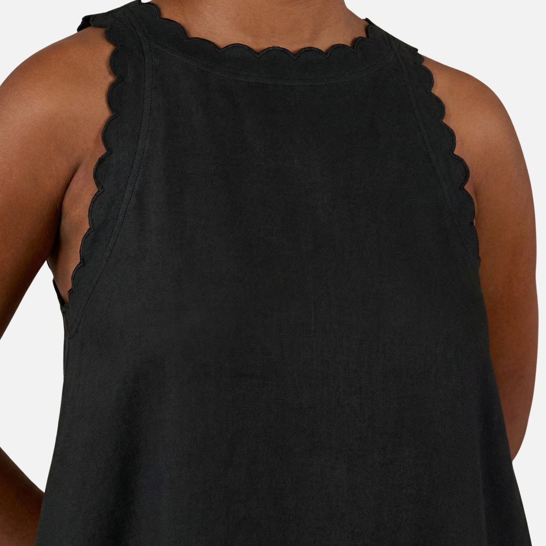 Petra | Robe Mini Sans Manches en Coton pour Femmes avec Ourlet en Vague – Robe Mini d'Été