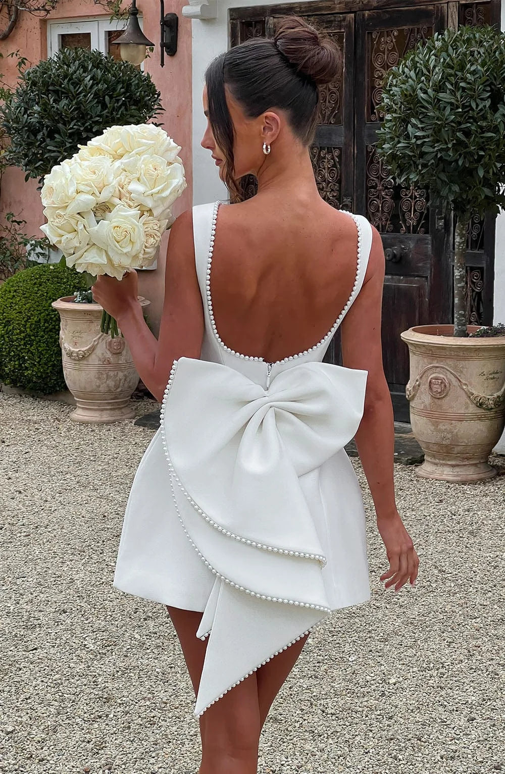 Sabrina | Robe Mini A-Ligne Sans Manches Rose pour Femmes avec Application de Perles – Mini Perles 2026