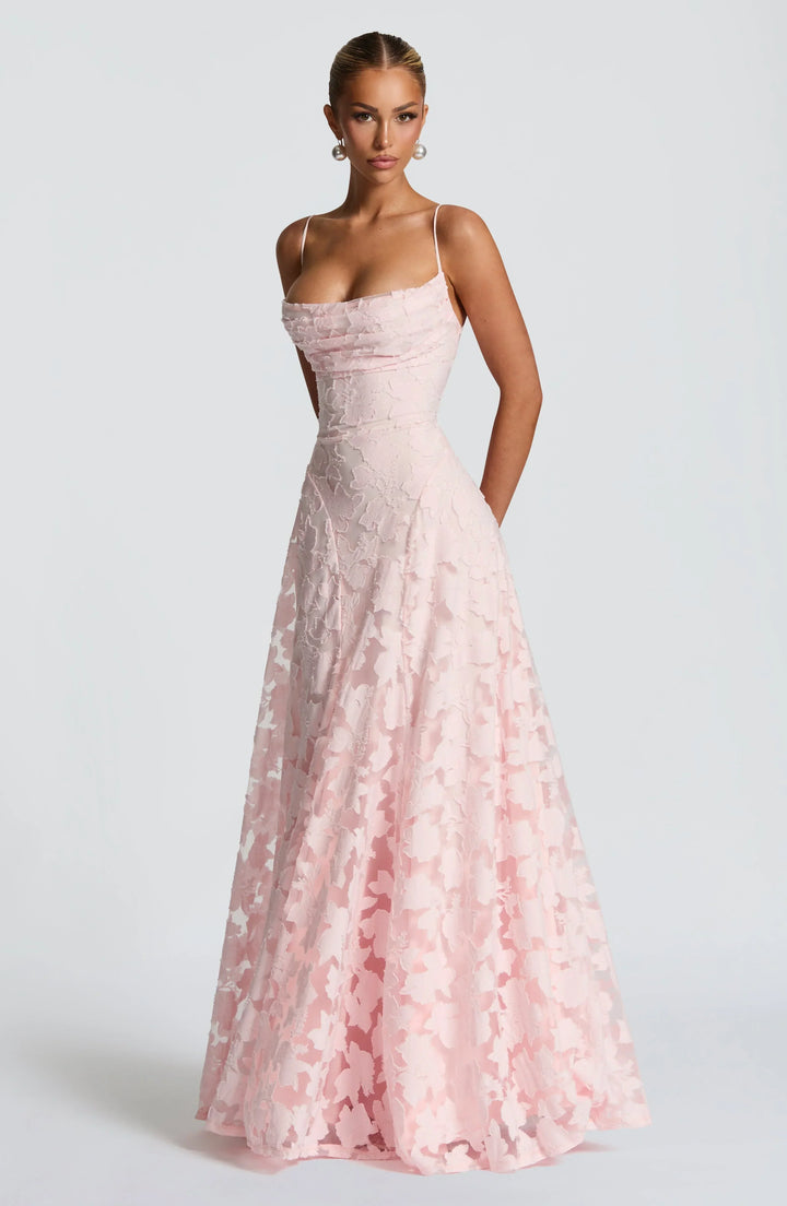 Elfriede | Robe Maxi Femme à Motif Floral avec Bretelles Spaghetti – Robe Maxi Fleur 2026