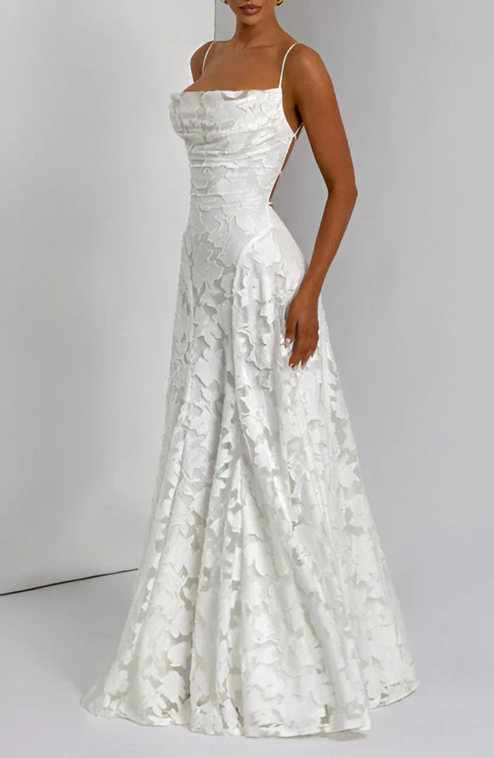 Elfriede | Robe Maxi Femme à Motif Floral avec Bretelles Spaghetti – Robe Maxi Fleur 2026