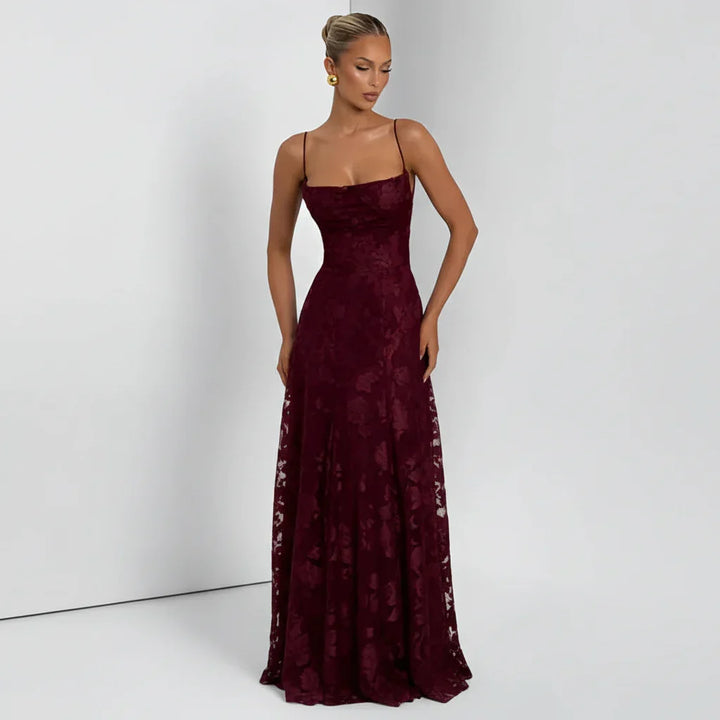 Elfriede | Robe Maxi Femme à Motif Floral avec Bretelles Spaghetti – Robe Maxi Fleur 2026