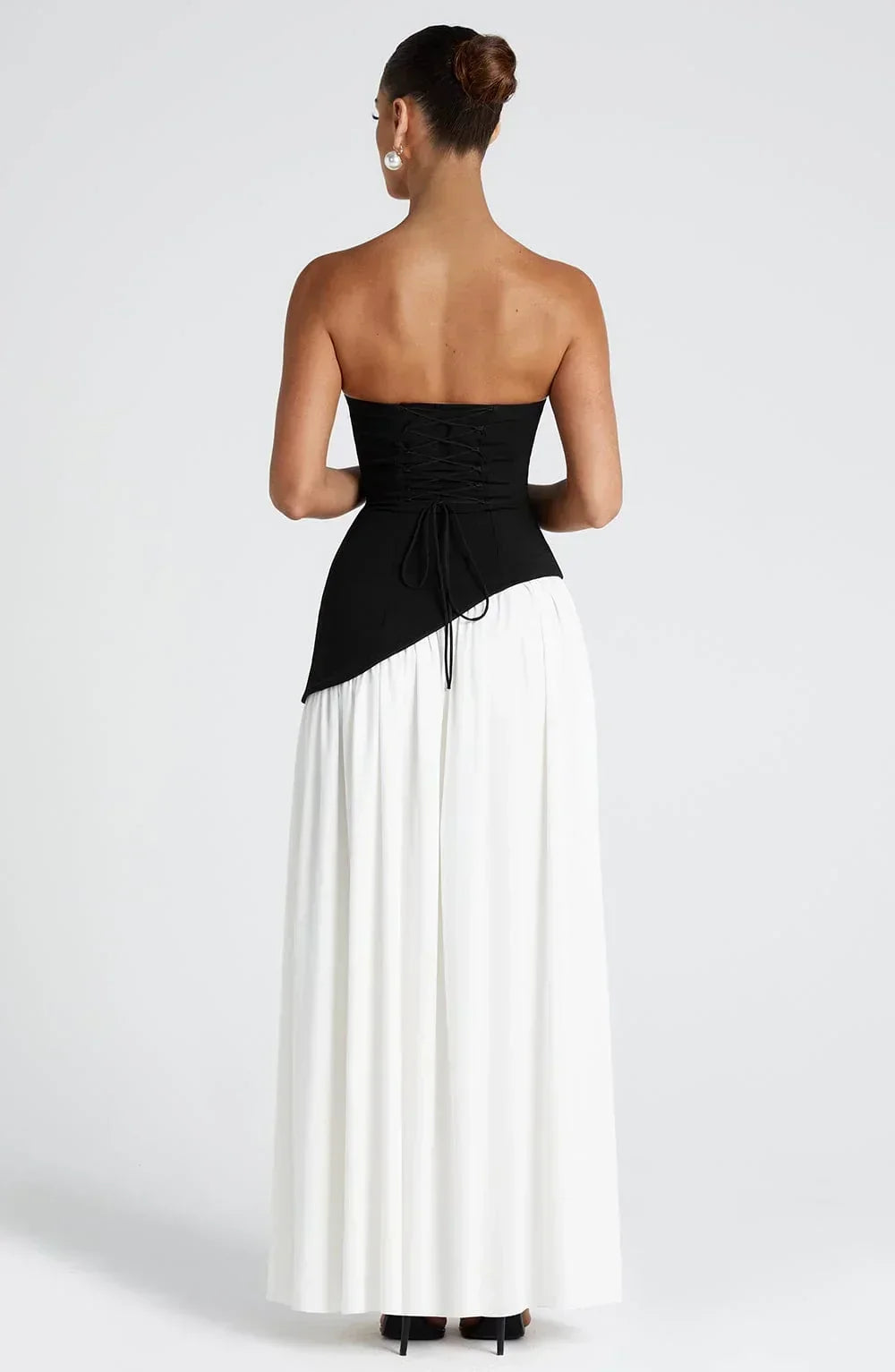 Nathalie | Robe Maxi Femme Style Corset Détail Châle Fente Haute – Corset Maxi 2026