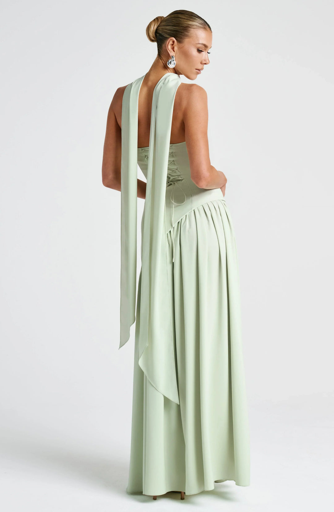 Nathalie | Robe Maxi Femme Style Corset Détail Châle Fente Haute – Corset Maxi 2026