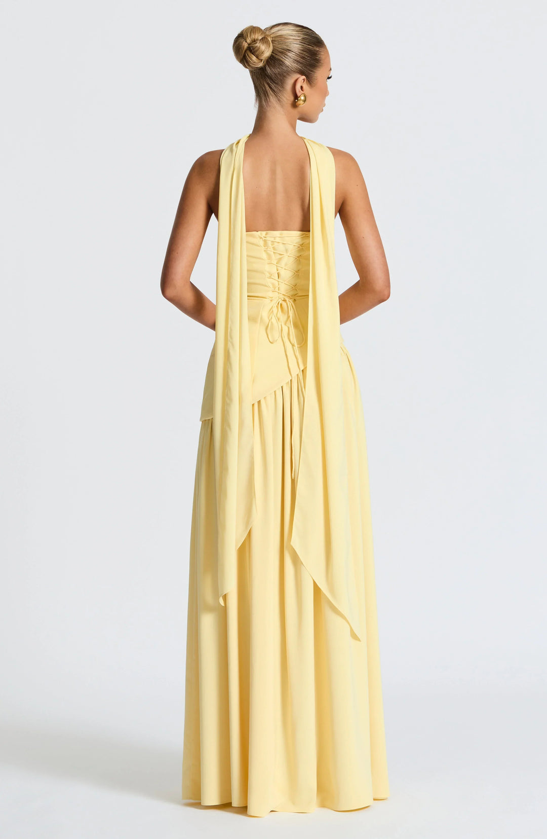 Nathalie | Robe Maxi Femme Style Corset Détail Châle Fente Haute – Corset Maxi 2026