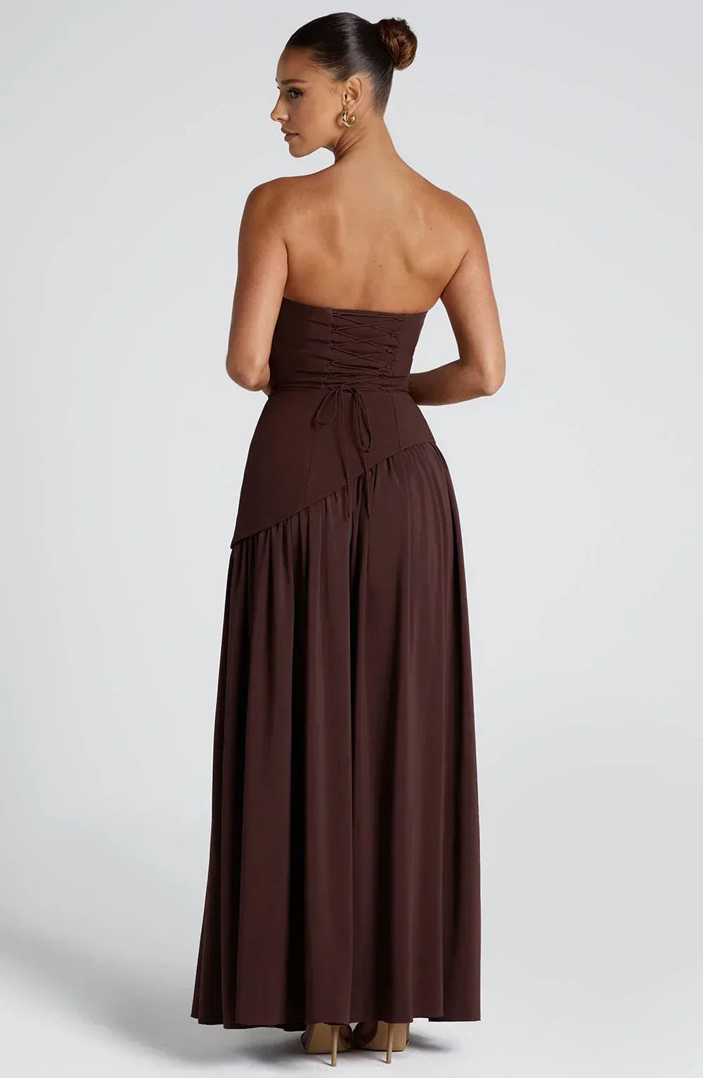 Nathalie | Robe Maxi Femme Style Corset Détail Châle Fente Haute – Corset Maxi 2026