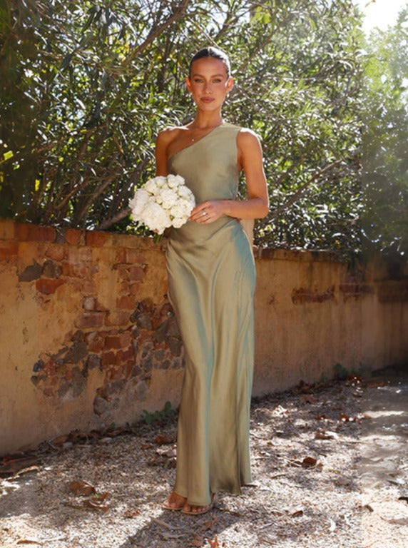 Robe Maxi Longue Femme Une Épaule pour Invité de Mariage