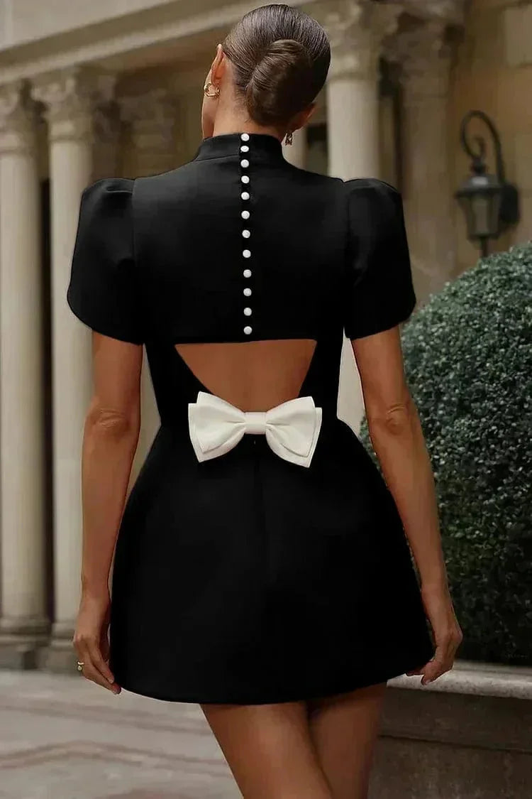 Anna | Robe de Soirée Courte Femme avec Manches Structurées – Robe Cocktail Soirée 2026