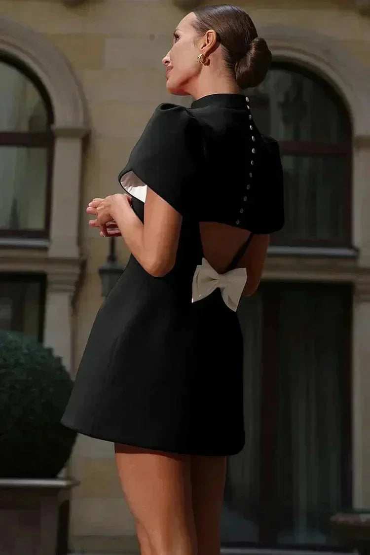 Anna | Robe de Soirée Courte Femme avec Manches Structurées – Robe Cocktail Soirée 2026