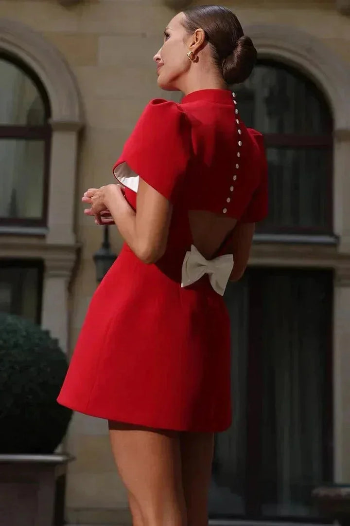 Anna | Robe de Soirée Courte Femme avec Manches Structurées – Robe Cocktail Soirée 2026