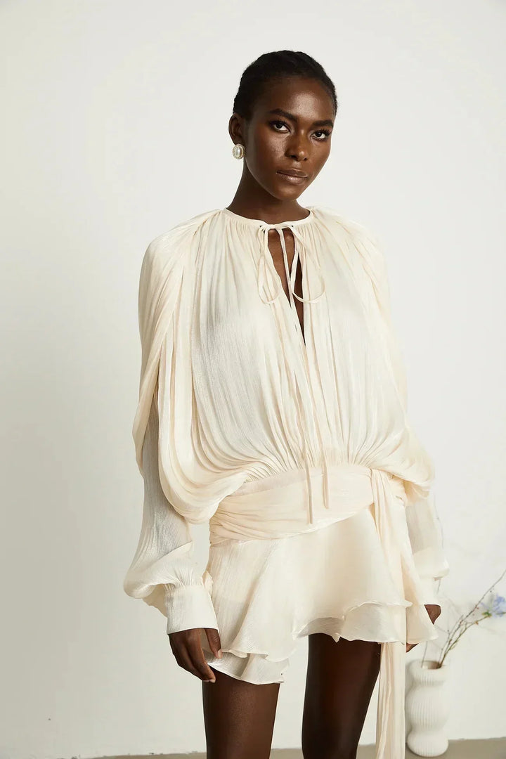 Kathrin | Robe Courte Aérée pour Femmes à Manches Longues avec Ceinture – Robe Légère 2026