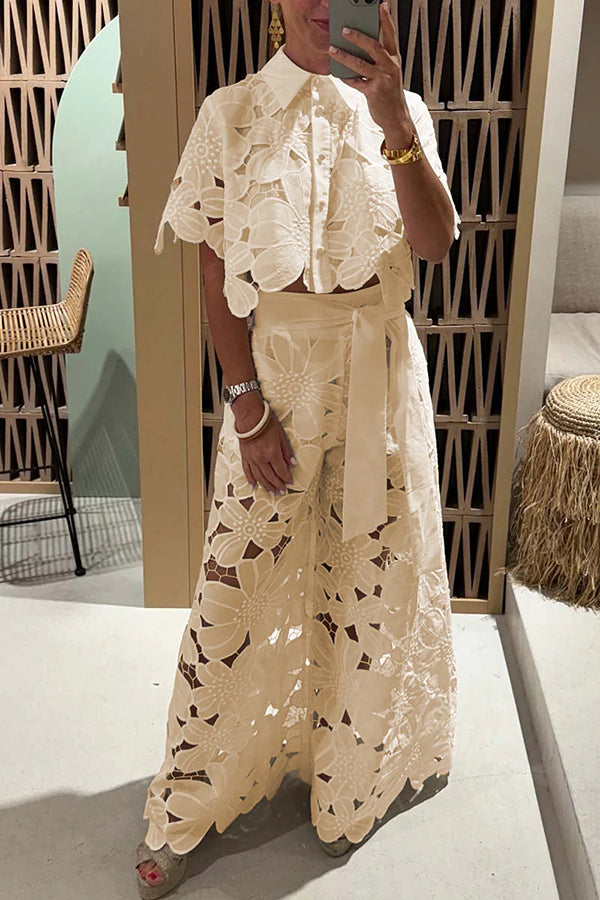 Romy | Robe Maxi en Dentelle pour Femmes avec Manches Volantes